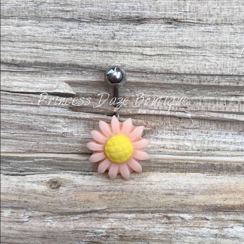Peach Flower Belly Button Ring‎